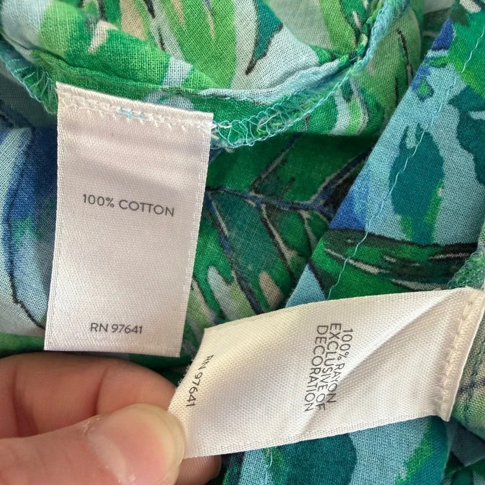 J. Jill Two Piece Set Small Green Blue Tropical Cruise Resortwear Matching